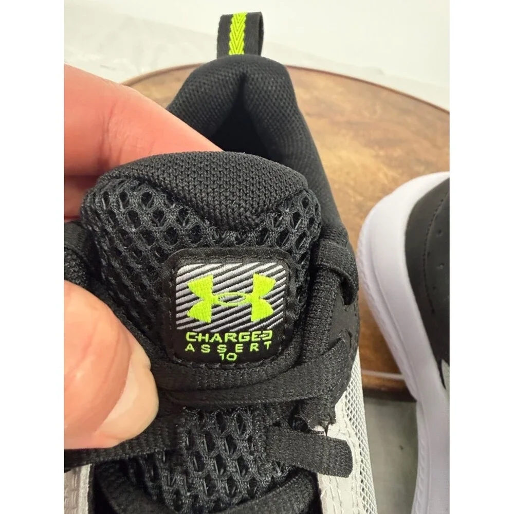 Under Armour Shoes Kids 3.5 Charged Assert 10 Black Gray Neon Sneakers